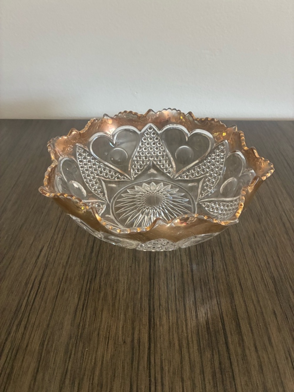 Tarentum Glass 1899 EAPG Hartford Heart with Thumbprint 9 1/2" Wide Bowl Gilded